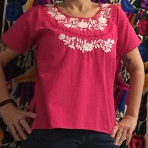 Mexican Embroidered Frida Kahlo Blusa Top